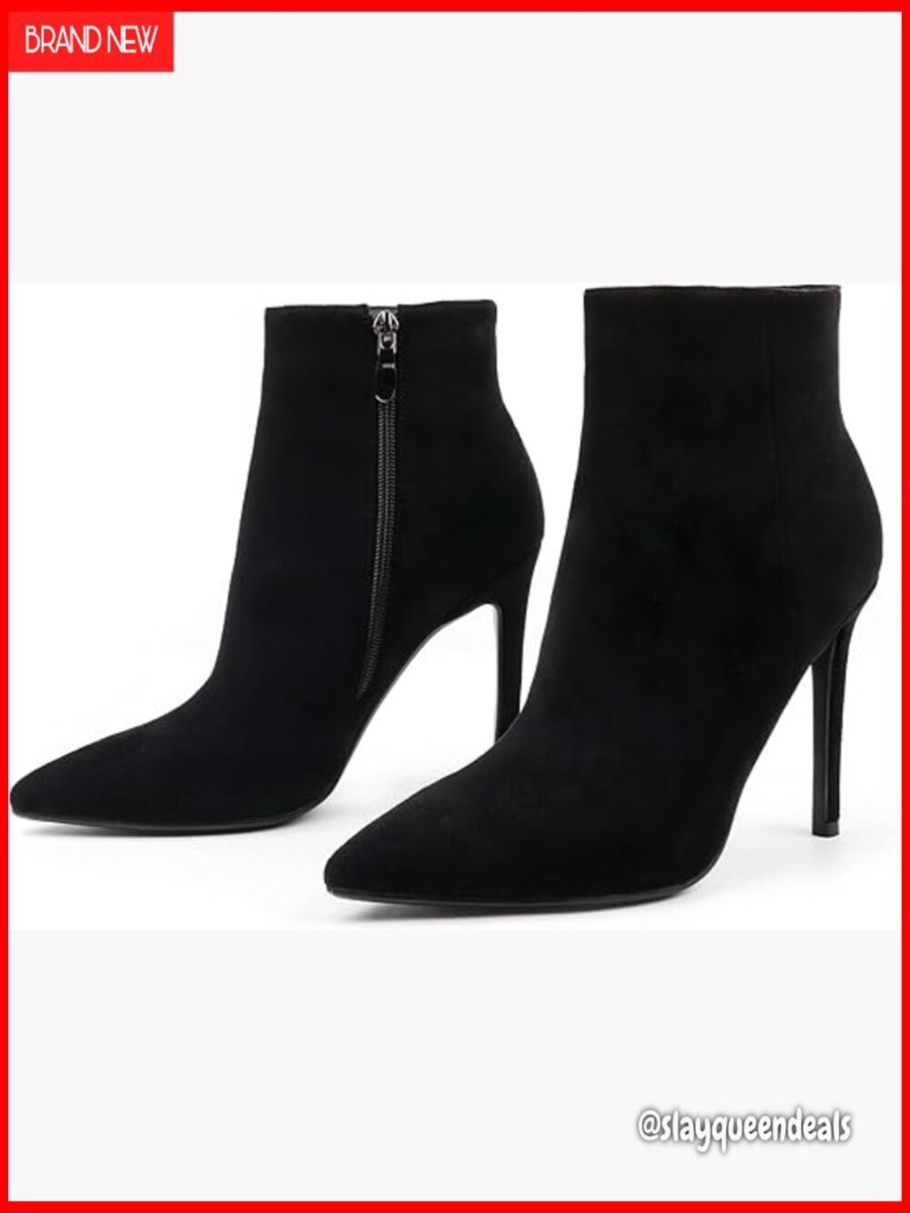 Stiletto Heel Ankle Boots with Zipper, Pointed Toe, Winter Booties